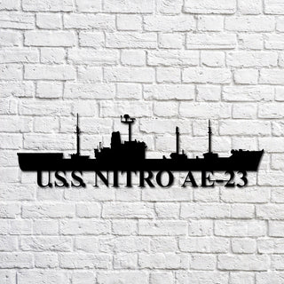 U.s.s. Nitro Ae23 Navy Ship Metal Art, Custom Us Navy Ship Cut Metal Sign, Gift For Navy Veteran, Navy Ships Silhouette Metal Art, Navy Home Decor Laser Cut Metal Signs Custom Gift Ideas