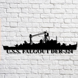 U.s.s. Falgout Der324 Navy Ship Metal Art, Custom Us Navy Ship Cut Metal Sign, Gift For Navy Veteran, Navy Ships Silhouette Metal Art, Navy Home Decor Laser Cut Metal Signs Custom Gift Ideas