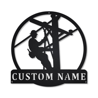 Personalized Lineman Monogram Metal Sign Art, Custom Lineman Monogram Metal Sign, Lineman Gifts, Job Gift, Birthday Gift Laser Cut Metal Signs Custom Gift Ideas