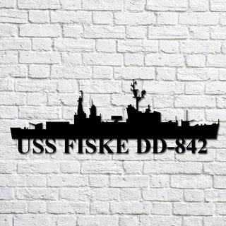 Uss Fiske Dd842 Navy Ship Metal Art, Custom Us Navy Ship Cut Metal Sign, Gift For Navy Veteran, Navy Ships Silhouette Metal Art, Navy Home Decor Laser Cut Metal Signs Custom Gift Ideas