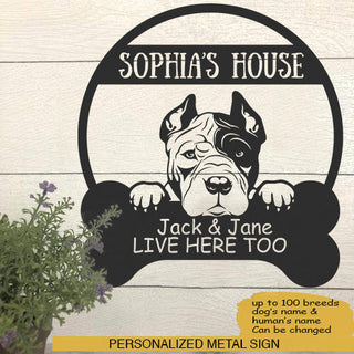 Pitbull's House Dog Lovers Personalized Metal Sign Laser Cut Metal Signs Custom Gift Ideas