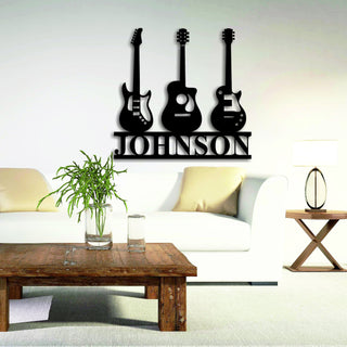 Personalized Metal Guitar Name Sign, Electric Guitar Sign, Acoustic Name Sign, Bass Name Sign, Music Name Art, Musician Wall Art Laser Cut Metal Signs Custom Gift Ideas