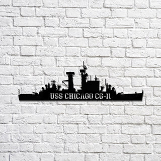 USS Chicago CG11 Navy Ship Metal Sign, Memory Wall Metal Sign Gift for Navy Veteran Laser Cut Metal Signs Custom Gift Ideas