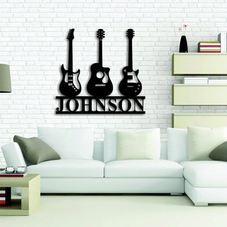 Personalized Metal Guitar Name Sign, Electric Guitar Sign, Acoustic Name Sign, Bass Name Sign, Music Name Art, Musician Wall Art Laser Cut Metal Signs Custom Gift Ideas