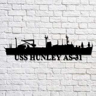 Uss Hunley As31 Navy Ship Metal Art, Custom Us Navy Ship Cut Metal Sign, Gift For Navy Veteran, Navy Ships Silhouette Metal Art, Navy Home Decor Laser Cut Metal Signs Custom Gift Ideas