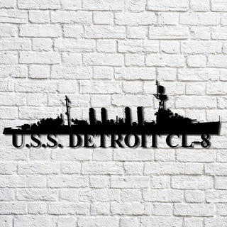 U.s.s. Detroit Cl8 Navy Ship Metal Art, Custom Us Navy Ship Cut Metal Sign, Gift For Navy Veteran, Navy Ships Silhouette Metal Art, Navy Home Decor Laser Cut Metal Signs Custom Gift Ideas