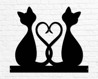 Two Cats With Heart for Cat Lovers Wall Art Decor Cut Metal Sign Laser Cut Metal Signs Custom Gift Ideas