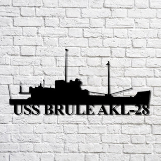 Uss Brule Akl28 Navy Ship Metal Art, Custom Us Navy Ship Cut Metal Sign, Gift For Navy Veteran, Navy Ships Silhouette Metal Art, Navy Home Decor Laser Cut Metal Signs Custom Gift Ideas