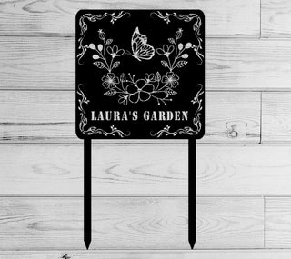 Personalized Garden Metal Stake, Butterfly Flower Garden Metal Sign, Custom Metal Garden Stake, Gardener Gift, Garden Marker, Laser Cut Metal Signs Custom Gift Ideas