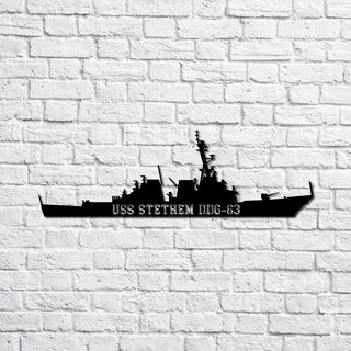 Uss Stethem Ddg63 Navy Ship Metal Sign, Memory Wall Metal Sign Gift For Navy Veteran, Navy Ships Silhouette Metal Sign Laser Cut Metal Signs Custom Gift Ideas