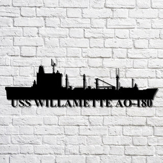 Uss Willamette Ao180 Navy Ship Metal Art, Custom Us Navy Ship Cut Metal Sign, Gift For Navy Veteran, Navy Ships Silhouette Metal Art, Navy Home Decor Laser Cut Metal Signs Custom Gift Ideas