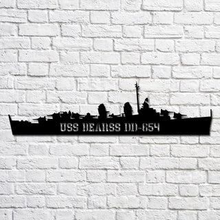 Uss Bearss Dd654 Navy Ship Metal Art, Custom Us Navy Ship Cut Metal Sign, Gift For Navy Veteran, Navy Ships Silhouette Metal Art, Navy Home Decor Laser Cut Metal Signs Custom Gift Ideas