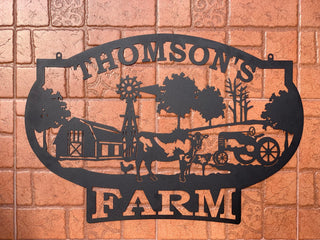 Personalized Farm Name Sign Custom Farm House Metal Wall Art Gift For Him Farmhouse Hanging Outdoor Decor Plaque Chicken Cow Barn Tractor Laser Cut Metal Signs Custom Gift Ideas