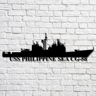 Uss Philippine Sea Cg58 Navy Ship Metal Art, Gift For Navy Veteran, Navy Ships Silhouette Metal Art, Navy Home Decor Laser Cut Metal Signs Custom Gift Ideas