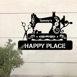 Sewing Lovers Nana's Happy Place Personalized Metal Sign Laser Cut Metal Signs Custom Gift Ideas