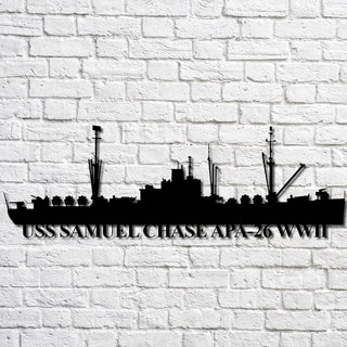 Uss Samuel Chase Apa26 Wwii Navy Ship Metal Art, Gift For Navy Veteran, Navy Ships Silhouette Metal Art, Navy Home Decor Laser Cut Metal Signs Custom Gift Ideas