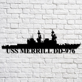 Uss Merrill Dd976 Navy Ship Metal Art, Custom Us Navy Ship Cut Metal Sign, Gift For Navy Veteran, Navy Ships Silhouette Metal Art, Navy Home Decor Laser Cut Metal Signs Custom Gift Ideas