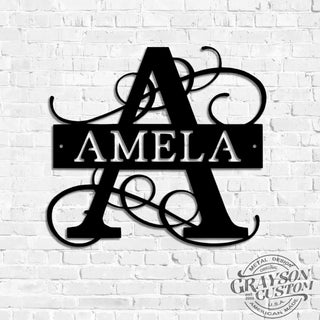 Personalized Regal Block Monogram Family Name Sign Rustic Farmhouse Decor Wedding, Anniversary, Or Housewarming Gift Metal Wall Art Laser Cut Metal Signs Custom Gift Ideas