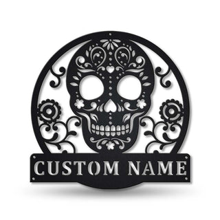 Personalized Sugar Skull Metal Sign Art, Custom Sugar Skull Monogram Metal Sign, Sugar Skull Gifts Funny, Hobbie Gift, Birthday Gift Laser Cut Metal Signs Custom Gift Ideas