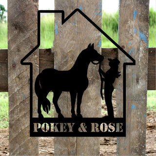 Personalized Metal Metal Horse Sign, Custom Name Horse And Owner Cut Metal Sign, Horse Lovers Sign, Metal Horse Wall Art, Gift For Her Laser Cut Metal Signs Custom Gift Ideas