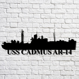 Uss Cadmus Ar14 Navy Ship Metal Art, Custom Us Navy Ship Cut Metal Sign, Gift For Navy Veteran, Navy Ships Silhouette Metal Art, Navy Home Decor Laser Cut Metal Signs Custom Gift Ideas