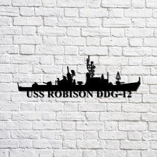 Uss Robison Ddg12 Navy Ship Metal Sign, Memory Wall Metal Sign Gift For Navy Veteran, Navy Ships Silhouette Metal Sign Laser Cut Metal Signs Custom Gift Ideas