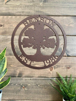 Personalized Oak Tree Custom Metal Sign, Cut Metal Sign, Metal Wall Art, Metal House Sign Laser Cut Metal Signs Custom Gift Ideas