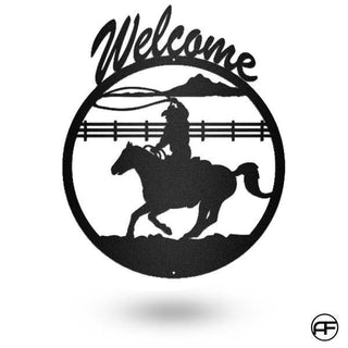 Welcome Horse Cowboy, Personalized Horse Metal Sign, Horseshoe Art, Western Decor, Initial Metal Sign, Housewarming Gift, Afculture Metal Wall Art, Metal Laser Cut Metal Signs Custom Gift Ideas