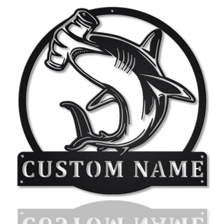 Personalized Hammerhead Shark Metal Sign Art, Custom Shark Monogram Metal Sign, Birthday Gift, Animal Funny, Father's Day Gift, Laser Cut Metal Signs Custom Gift Ideas