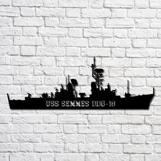 Uss Semmes Ddg 18 Navy Ship Metal Art, Gift For Navy Veteran, Navy Ships Silhouette Metal Art, Navy Home Decor Laser Cut Metal Signs Custom Gift Ideas