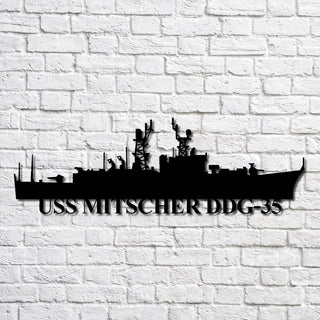 Uss Mitscher Ddg35 Navy Ship Metal Art, Gift For Navy Veteran, Navy Ships Silhouette Metal Art, Navy Home Decor Laser Cut Metal Signs Custom Gift Ideas