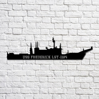 Uss Frederick Lst1184 Navy Ship Metal Art, Custom Us Navy Ship Cut Metal Sign, Gift For Navy Veteran, Navy Ships Silhouette Metal Art, Navy Home Decor Laser Cut Metal Signs Custom Gift Ideas