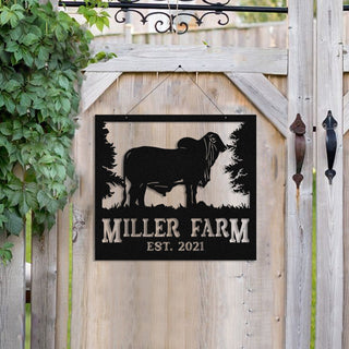 Personalized Metal Farm Sign Brahman Cattle Monogram Laser Cut Metal Signs Custom Gift Ideas