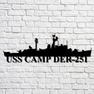 Uss Camp Der251 Navy Ship Metal Art, Custom Us Navy Ship Cut Metal Sign, Gift For Navy Veteran, Navy Ships Silhouette Metal Art, Navy Home Decor Laser Cut Metal Signs Custom Gift Ideas