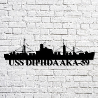 Uss Diphda Aka59 Navy Ship Metal Art, Custom Us Navy Ship Cut Metal Sign, Gift For Navy Veteran, Navy Ships Silhouette Metal Art, Navy Home Decor Laser Cut Metal Signs Custom Gift Ideas