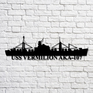 Uss Vermilion Aka107 Navy Ship Metal Art, Custom Us Navy Ship Cut Metal Sign, Gift For Navy Veteran, Navy Ships Silhouette Metal Art, Navy Home Decor Laser Cut Metal Signs Custom Gift Ideas