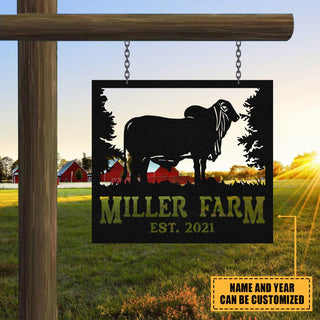 Personalized Metal Farm Sign Brahman Cattle Monogram Laser Cut Metal Signs Custom Gift Ideas