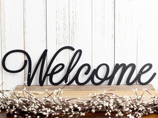 Welcome Sign, Metal Wall Art, Metal Sign, Wall Decor, Welcome, Script, Sign, Wall Hanging, Outdoor Sign, Wall Art Laser Cut Metal Signs Custom Gift Ideas