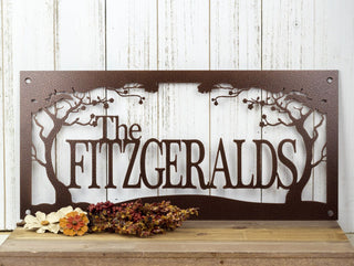 The family names trees Personalized Cut Metal Sign