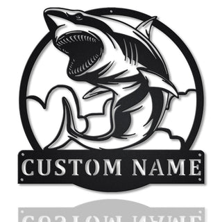 Personalized White Shark Monogram Metal Sign Art, Custom White Shark Monogram Metal Sign, Birthday Gift, Animal Funny, Father's Day Gift, Laser Cut Metal Signs Custom Gift Ideas