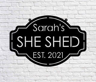 Personalized She Shed Sign, Est Sign, Custom She Shed Gift Idea, She Shed Wall Decor, Gift For Wife, Craft Room Decor Laser Cut Metal Signs Custom Gift Ideas