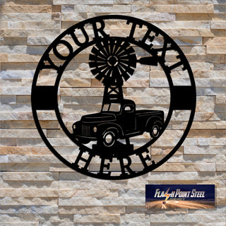 Personalized Farm Truck Windmill Sign, Ranch Sign, Farm Sign, Steel Art, Farmhouse Decor,welcome Sign, Housewarming Gift, Family Sign Laser Cut Metal Signs Custom Gift Ideas