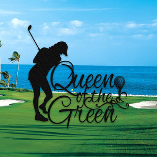 Queen Of The Green Woman Golf Metal Sign, Female Golfer Gift Laser Cut Metal Signs Custom Gift Ideas