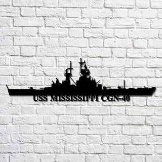 Uss Mississippi Cgn40 Navy Ship Metal Art, Gift For Navy Veteran, Navy Ships Silhouette Metal Art, Navy Home Decor Laser Cut Metal Signs Custom Gift Ideas