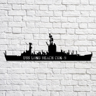 Uss Long Beach Cgn9 Navy Ship Metal Art, Custom Us Navy Ship Cut Metal Sign, Gift For Navy Veteran, Navy Ships Silhouette Metal Art, Navy Home Decor Laser Cut Metal Signs Custom Gift Ideas