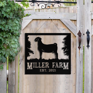 Personalized Metal Farm Sign Boer Goat Monogram, Metal Laser Cut Metal Signs Custom Gift Ideas