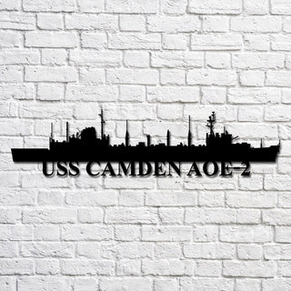 Uss Camden Aoe2 Navy Ship Metal Art, Custom Us Navy Ship Cut Metal Sign, Gift For Navy Veteran, Navy Ships Silhouette Metal Art, Navy Home Decor Laser Cut Metal Signs Custom Gift Ideas