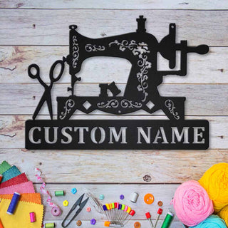 Personalized Name Old Singer Sewing Machine Sewing Room Metal House Sign Laser Cut Metal Signs Custom Gift Ideas