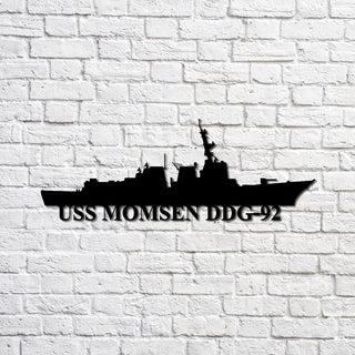 Uss Momsen Ddg92 Navy Ship Metal Sign, Memory Wall Metal Sign Gift For Navy Veteran, Navy Ships Silhouette Metal Sign Laser Cut Metal Signs Custom Gift Ideas