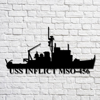 Uss Inflict Mso456 Navy Ship Metal Art, Custom Us Navy Ship Cut Metal Sign, Gift For Navy Veteran, Navy Ships Silhouette Metal Art, Navy Home Decor Laser Cut Metal Signs Custom Gift Ideas